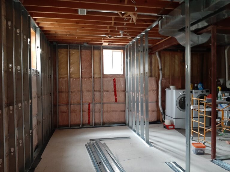 basement unfinished before framing drywall taping mudding caledon GTA renovation contractor Adept Services